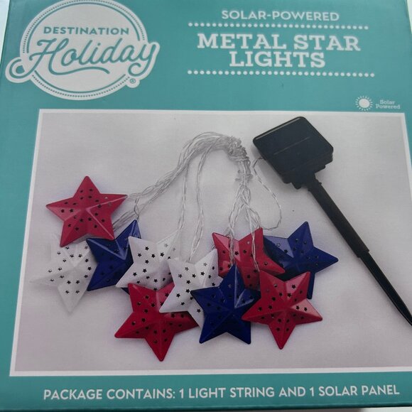 DESTINATION HOLIDAY 197870101590 Lights Metal Star Solar Powered String 12-Feet - Picture 1 of 4
